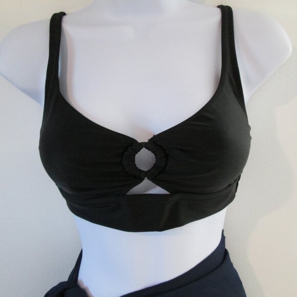 Bar III Women's Resort Solids Ring-Detail Tie-Back Bikini Top NWT Sz M - Picture 3 of 8